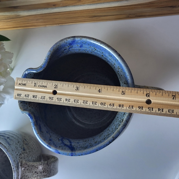 Set of 2 Pottery Jugs / Pitchers, Blue and Grey with Brown flecks. - Picture 8 of 10